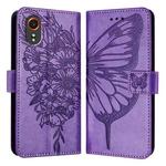 For Samsung Galaxy Xcover7 Embossed Butterfly Leather Phone Case(Light Purple)