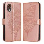 For Samsung Galaxy Xcover7 Embossed Butterfly Leather Phone Case(Rose Gold)