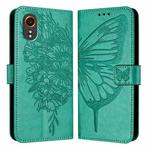 For Samsung Galaxy Xcover7 Embossed Butterfly Leather Phone Case(Green)
