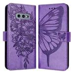 For Samsung Galaxy S10e Embossed Butterfly Leather Phone Case(Light Purple)