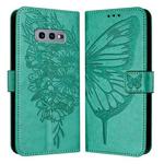 For Samsung Galaxy S10e Embossed Butterfly Leather Phone Case(Green)