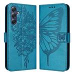 For Samsung Galaxy M54 5G / F54 5G Embossed Butterfly Leather Phone Case(Blue)