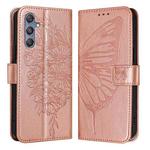 For Samsung Galaxy M34 5G / F34 5G Embossed Butterfly Leather Phone Case(Rose Gold)