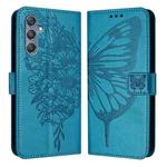 For Samsung Galaxy M34 5G / F34 5G Embossed Butterfly Leather Phone Case(Blue)