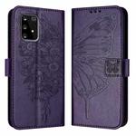 For Samsung Galaxy A91 / M80s / S10 Lite Embossed Butterfly Leather Phone Case(Dark Purple)