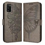 For Samsung Galaxy A41 EU Embossed Butterfly Leather Phone Case(Grey)