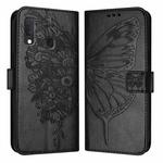 For Samsung Galaxy A20e / A10e Embossed Butterfly Leather Phone Case(Black)