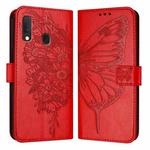 For Samsung Galaxy A20e / A10e Embossed Butterfly Leather Phone Case(Red)