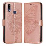 For Samsung Galaxy A10s / M10s Embossed Butterfly Leather Phone Case(Rose Gold)
