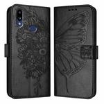 For Samsung Galaxy A10s / M10s Embossed Butterfly Leather Phone Case(Black)