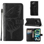 For Xiaomi Redmi A3 Embossed Butterfly Leather Phone Case(Black)