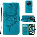 For Xiaomi Redmi A3 Embossed Butterfly Leather Phone Case(Blue)