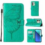 For Xiaomi Redmi Note 13 4G Global Embossed Butterfly Leather Phone Case(Green)