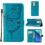 For Xiaomi Redmi Note 13 4G Global Embossed Butterfly Leather Phone Case(Blue)