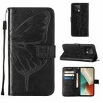 For Xiaomi Redmi Note 13 5G Global Embossed Butterfly Leather Phone Case(Black)