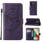 For Xiaomi Redmi Note 13 5G Global Embossed Butterfly Leather Phone Case(Dark Purple)