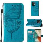 For Xiaomi Redmi Note 13 5G Global Embossed Butterfly Leather Phone Case(Blue)