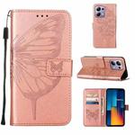 For Xiaomi Redmi Note 13 Pro 4G Global Embossed Butterfly Leather Phone Case(Rose Gold)