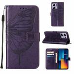 For Xiaomi Redmi Note 13 Pro 4G Global Embossed Butterfly Leather Phone Case(Dark Purple)