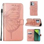 For Xiaomi Redmi Note 13 Pro 5G Global Embossed Butterfly Leather Phone Case(Rose Gold)
