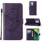 For Xiaomi Redmi Note 13 Pro 5G Global Embossed Butterfly Leather Phone Case(Dark Purple)