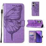 For Xiaomi Redmi Note 13 Pro+ 5G Embossed Butterfly Leather Phone Case(Purple)