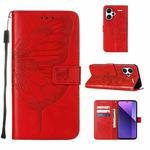 For Xiaomi Redmi Note 13 Pro+ 5G Embossed Butterfly Leather Phone Case(Red)