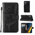 For Xiaomi Redmi K70E Embossed Butterfly Leather Phone Case(Black)