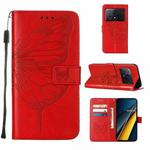 For Xiaomi Redmi K70E Embossed Butterfly Leather Phone Case(Red)