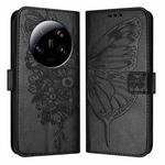 For Xiaomi 13 Ultra Embossed Butterfly Leather Phone Case(Black)