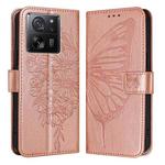 For Xiaomi 13T / 13T Pro Global Embossed Butterfly Leather Phone Case(Rose Gold)