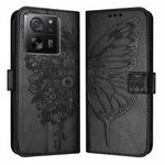 For Xiaomi 13T / 13T Pro Global Embossed Butterfly Leather Phone Case(Black)