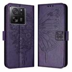For Xiaomi 13T / 13T Pro Global Embossed Butterfly Leather Phone Case(Dark Purple)