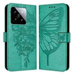 For Xiaomi 14 5G Global Embossed Butterfly Leather Phone Case(Green)