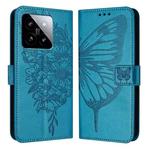 For Xiaomi 14 5G Global Embossed Butterfly Leather Phone Case(Blue)