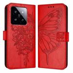 For Xiaomi 14 Pro 5G Global Embossed Butterfly Leather Phone Case(Red)