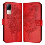 For Xiaomi Civi 1S Embossed Butterfly Leather Phone Case(Red)