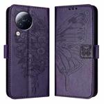 For Xiaomi Civi 3 5G Embossed Butterfly Leather Phone Case(Dark Purple)