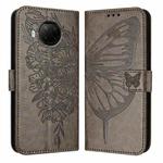 For Xiaomi Mi 10T Lite 5G Embossed Butterfly Leather Phone Case(Grey)