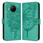 For Xiaomi Mi 10T Lite 5G Embossed Butterfly Leather Phone Case(Green)