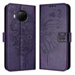 For Xiaomi Mi 10T Lite 5G Embossed Butterfly Leather Phone Case(Dark Purple)