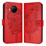 For Xiaomi Mi 10T Lite 5G Embossed Butterfly Leather Phone Case(Red)