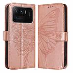 For Xiaomi Mi 11 Ultra Embossed Butterfly Leather Phone Case(Rose Gold)
