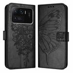 For Xiaomi Mi 11 Ultra Embossed Butterfly Leather Phone Case(Black)