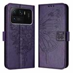 For Xiaomi Mi 11 Ultra Embossed Butterfly Leather Phone Case(Dark Purple)
