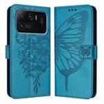 For Xiaomi Mi 11 Ultra Embossed Butterfly Leather Phone Case(Blue)