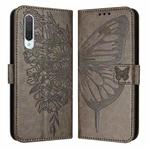 For Xiaomi Mi CC9 / Mi 9 Lite Embossed Butterfly Leather Phone Case(Grey)