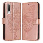 For Xiaomi Mi CC9 / Mi 9 Lite Embossed Butterfly Leather Phone Case(Rose Gold)