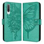 For Xiaomi Mi CC9 / Mi 9 Lite Embossed Butterfly Leather Phone Case(Green)