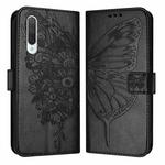 For Xiaomi Mi CC9 / Mi 9 Lite Embossed Butterfly Leather Phone Case(Black)